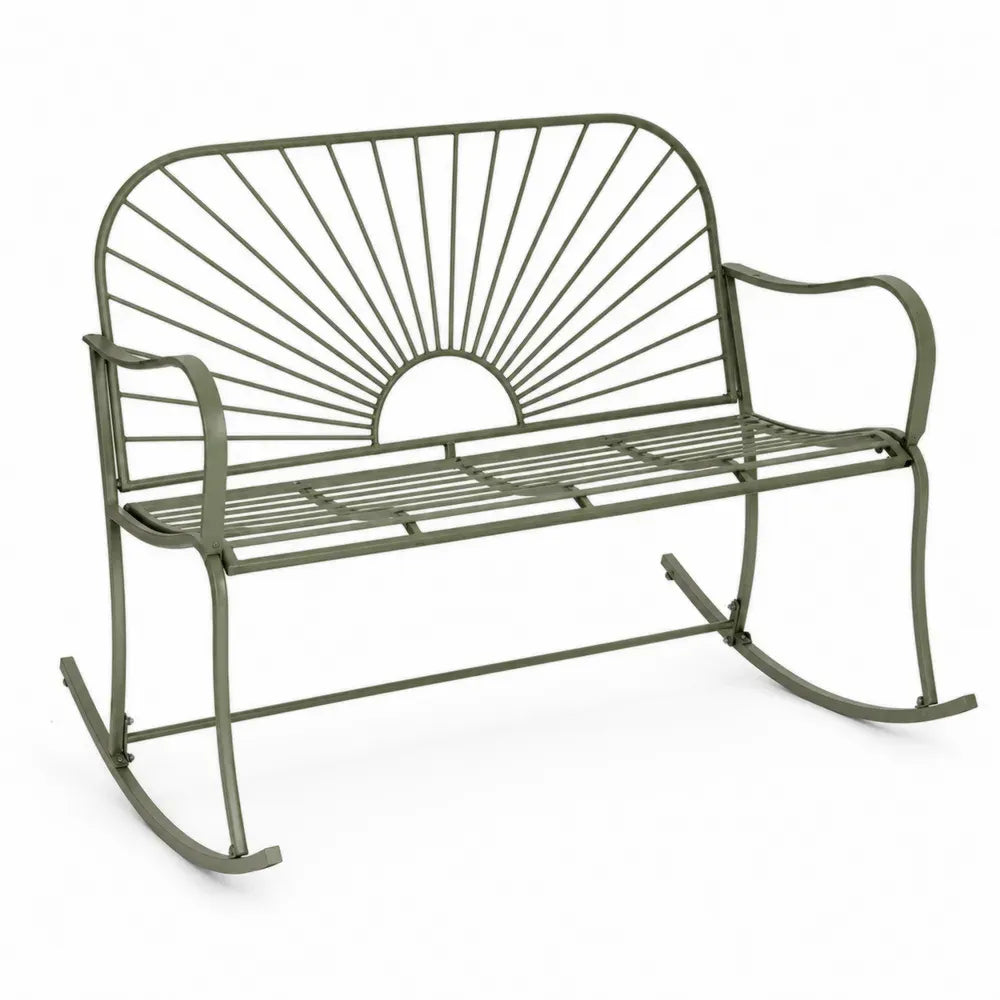 Garten-Schaukelbank 2-Sitzer 120 x 78 x 90 cm aus pulverbeschichtetem Stahl Olivgrün
