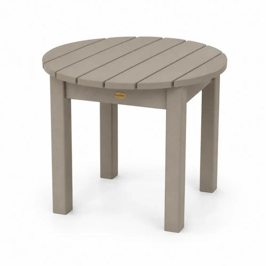 Runder Garten Beistelltisch aus HDPE-Polywood Taupe Ø 50 cm Höhe 46 cm