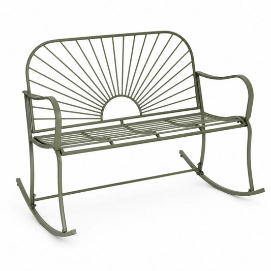 Garten-Schaukelbank 2-Sitzer 120 x 78 x 90 cm aus pulverbeschichtetem Stahl Olivgrün
