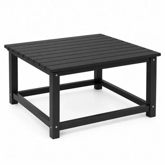 Gartentisch Couchtisch quadratisch aus massivem Akazienholz Schwarz mit Lamellentischplatte 80 x 80 x 40 cm